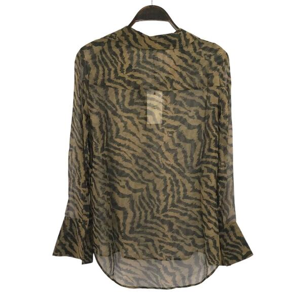 Retrofete Joanna Sheer 100% Silk Shirt Chiffon Tiger Stripe Print - Picture 8 of 12